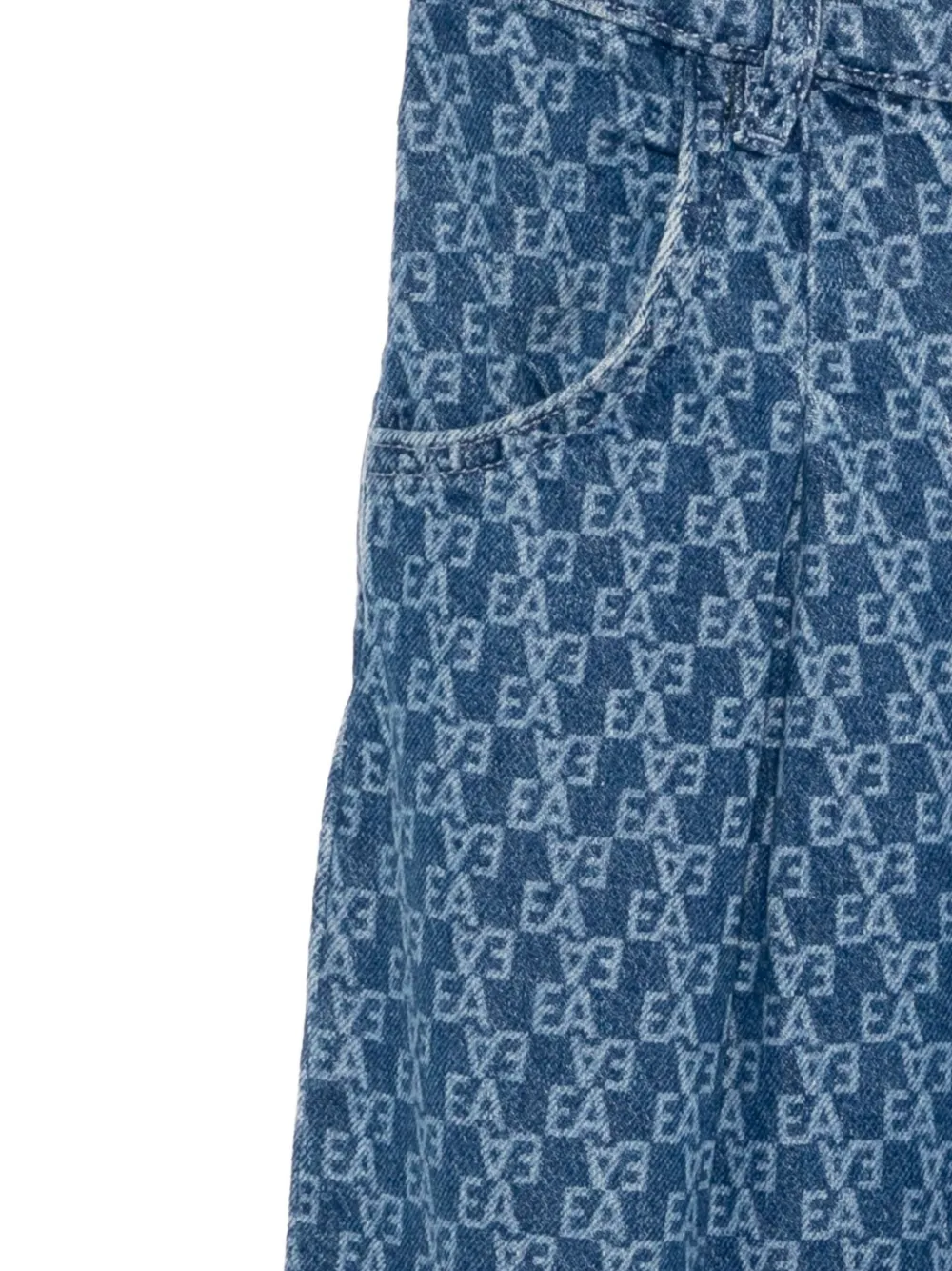 Emporio Armani All-over Logo Print Jeans In Blue