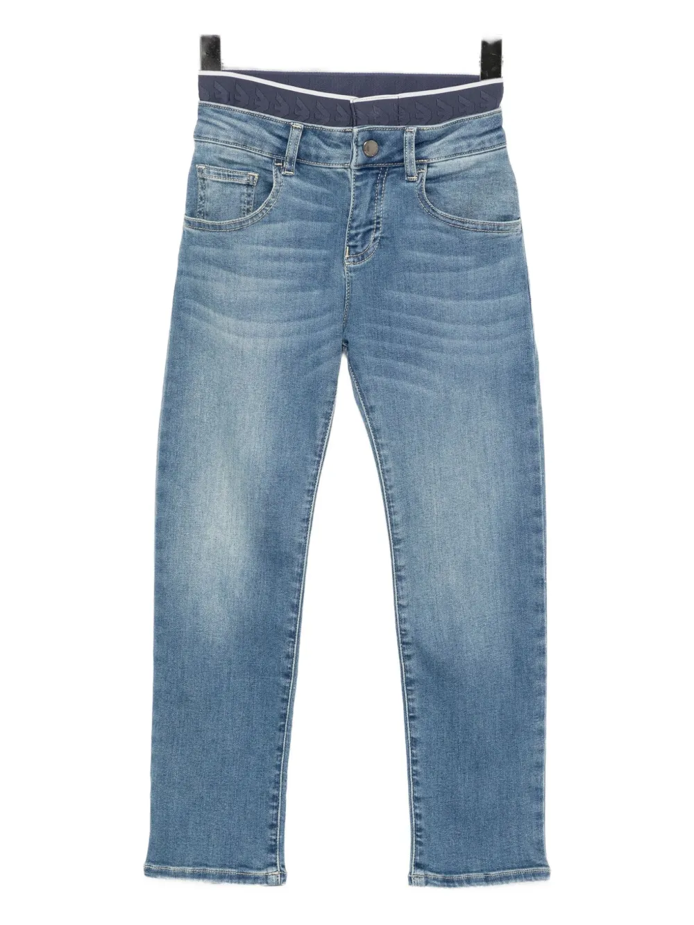 Emporio Armani Logo Layered Jeans In Blue