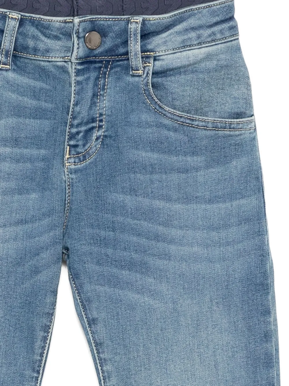 Emporio Armani Logo Layered Jeans In Blue