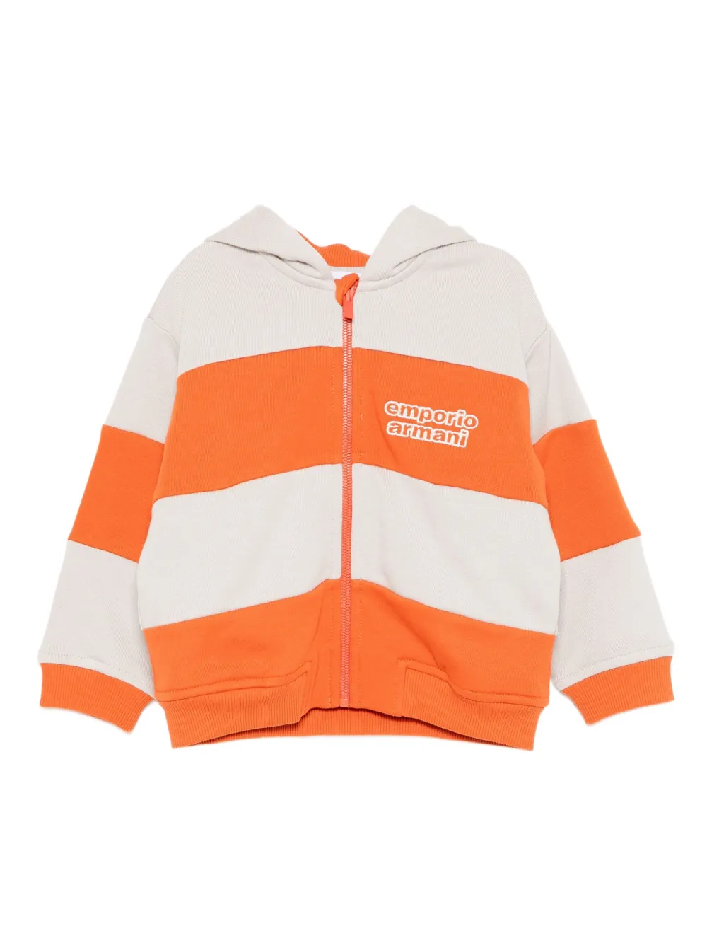 Emporio Armani Kids logo-embroidered striped hoodie | Grey | Image 1