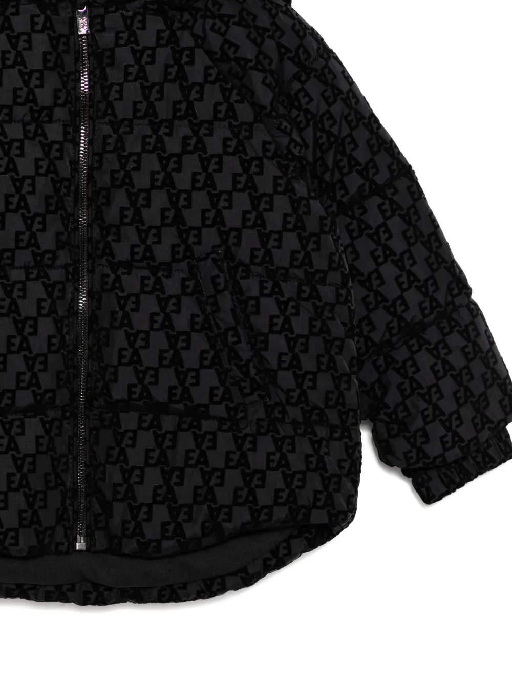 Emporio Armani Kids Gewatteerde jas met logopatroon Zwart