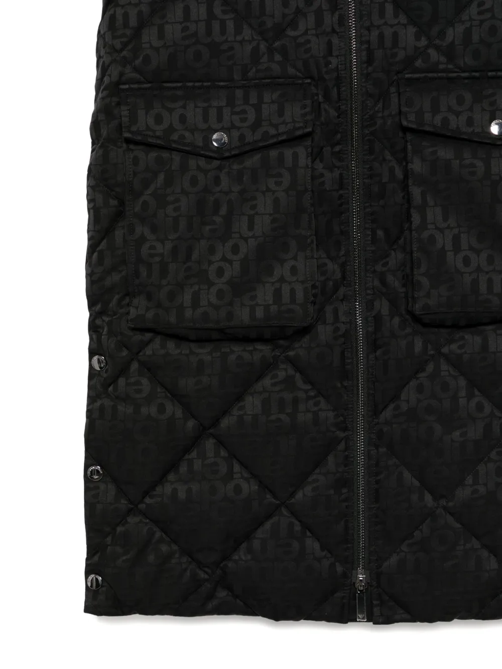 Emporio Armani Kids Gewatteerde jas met logo-jacquard Zwart