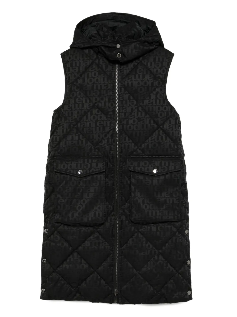 Emporio Ar i Kids Gewatteerde jas met logo-jacquard Zwart