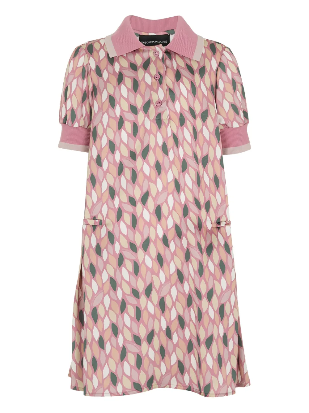 Emporio Armani Kids leaf-print polo dress | Pink | Image 1