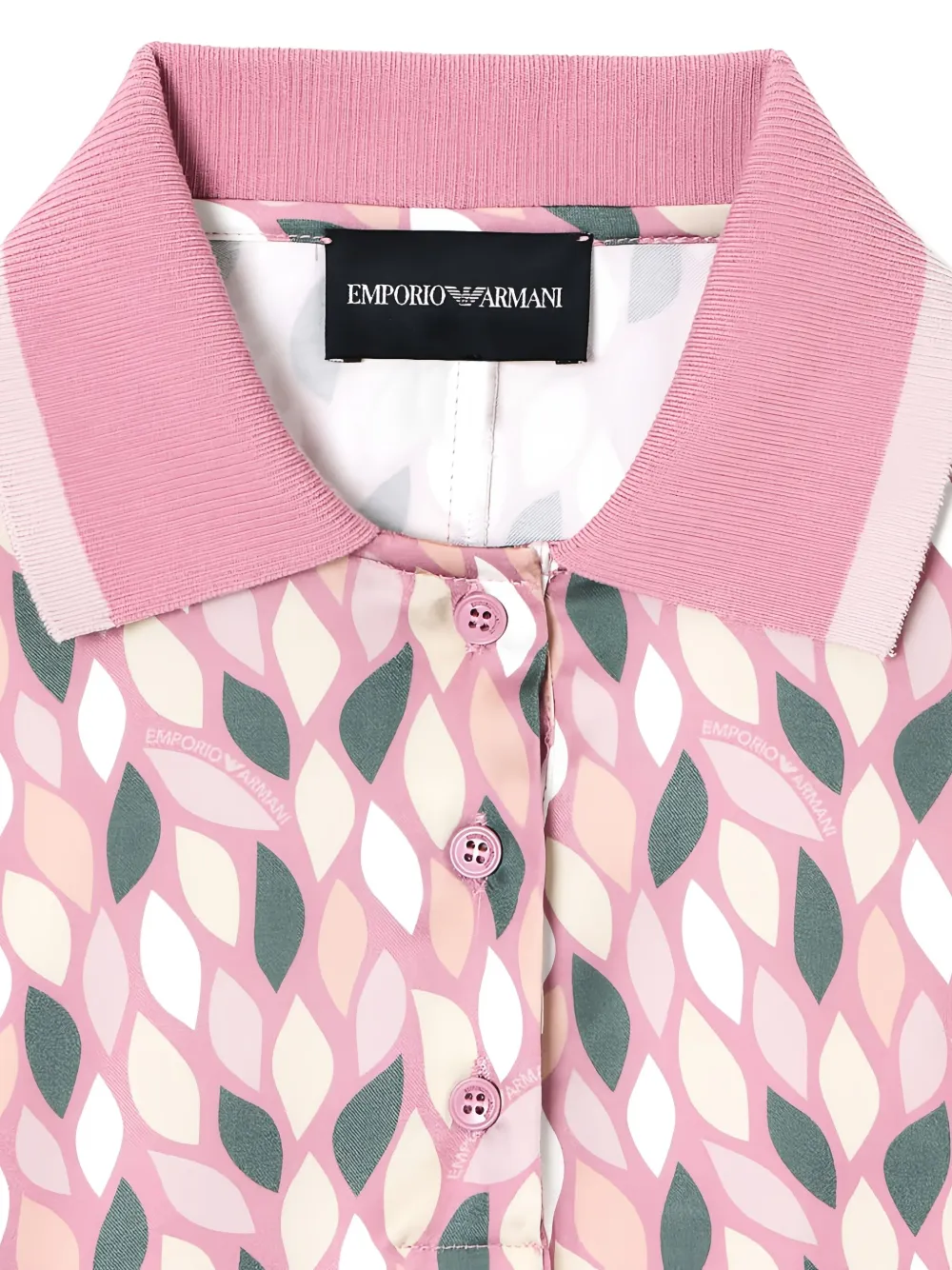 Emporio Armani Leaf-print Polo Dress In Pink