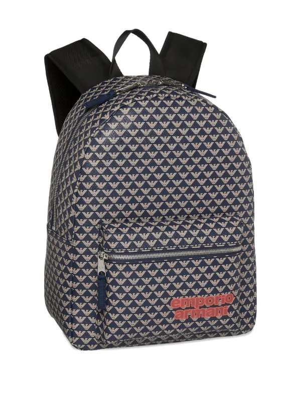 armani kids backpack Emporio Armani Kids eagle-motif Backpack | Blue