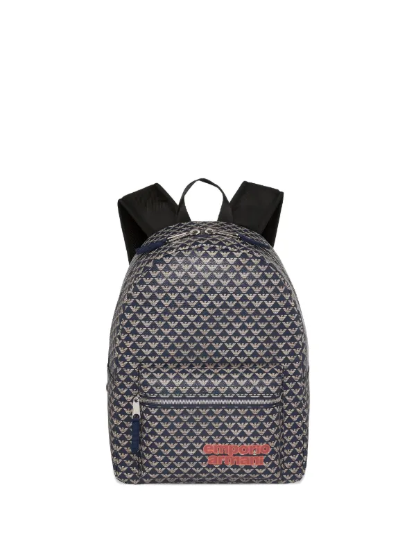 アルマーニ　キッズ　リュック　カバン Emporio Armani Kids イーグルモチーフ バックパック | ブルー