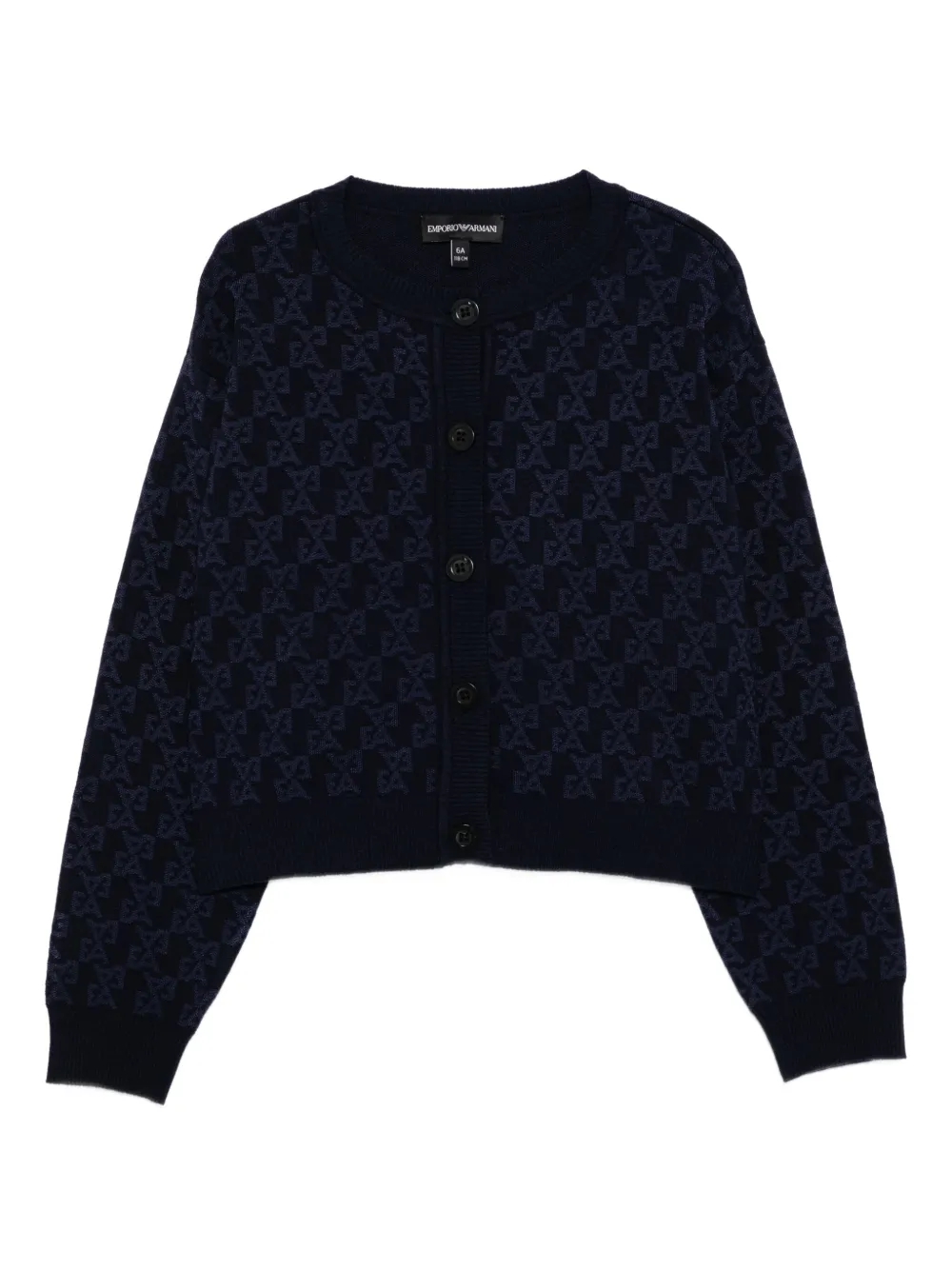 Emporio Armani Kids monogram cardigan - Blu