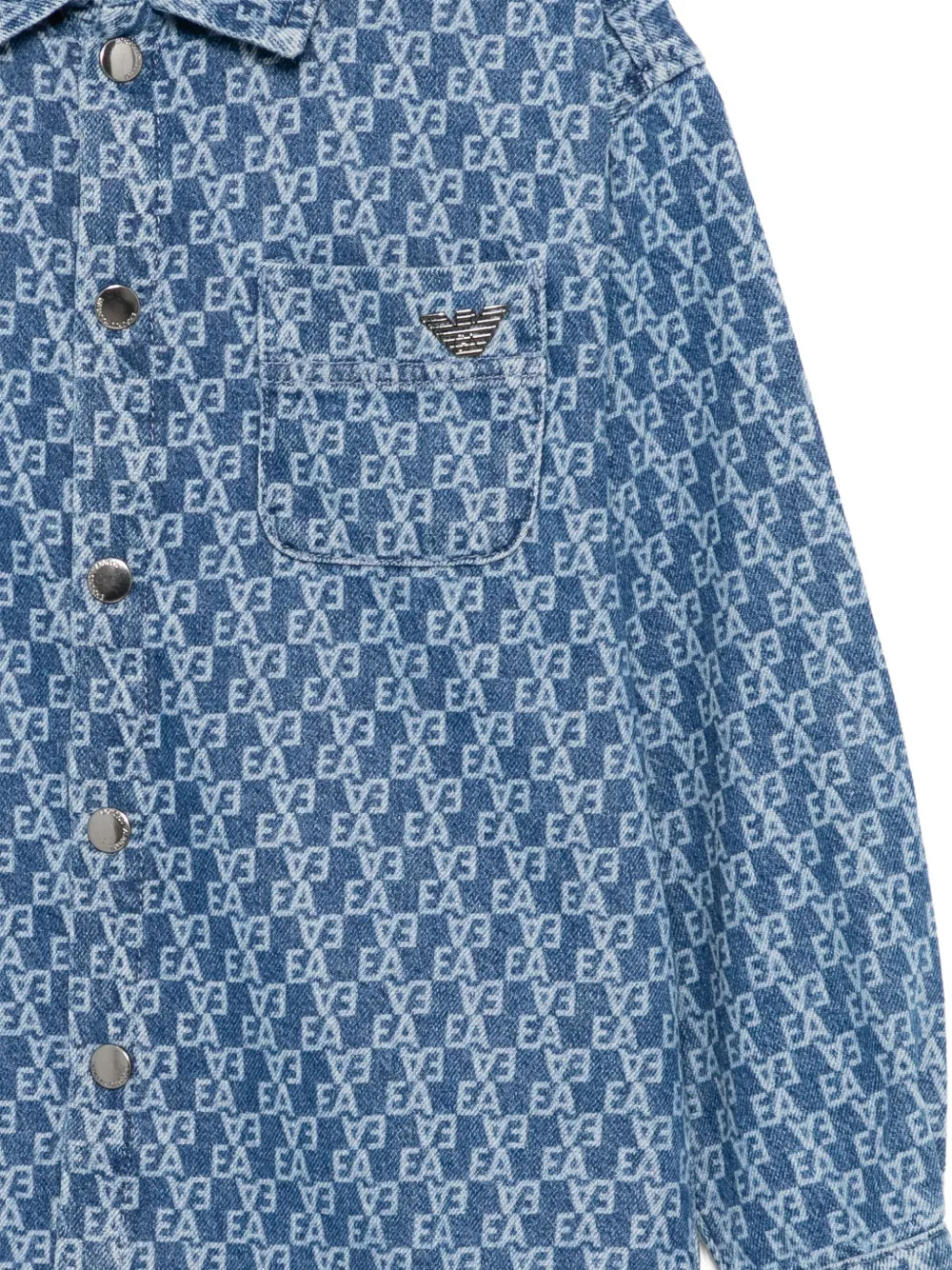 Emporio Armani Monogram Denim Shirt In Blue