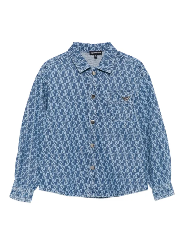 Emporio Armani Kids モノグラム デニムシャツ | ブルー | FARFETCH JP