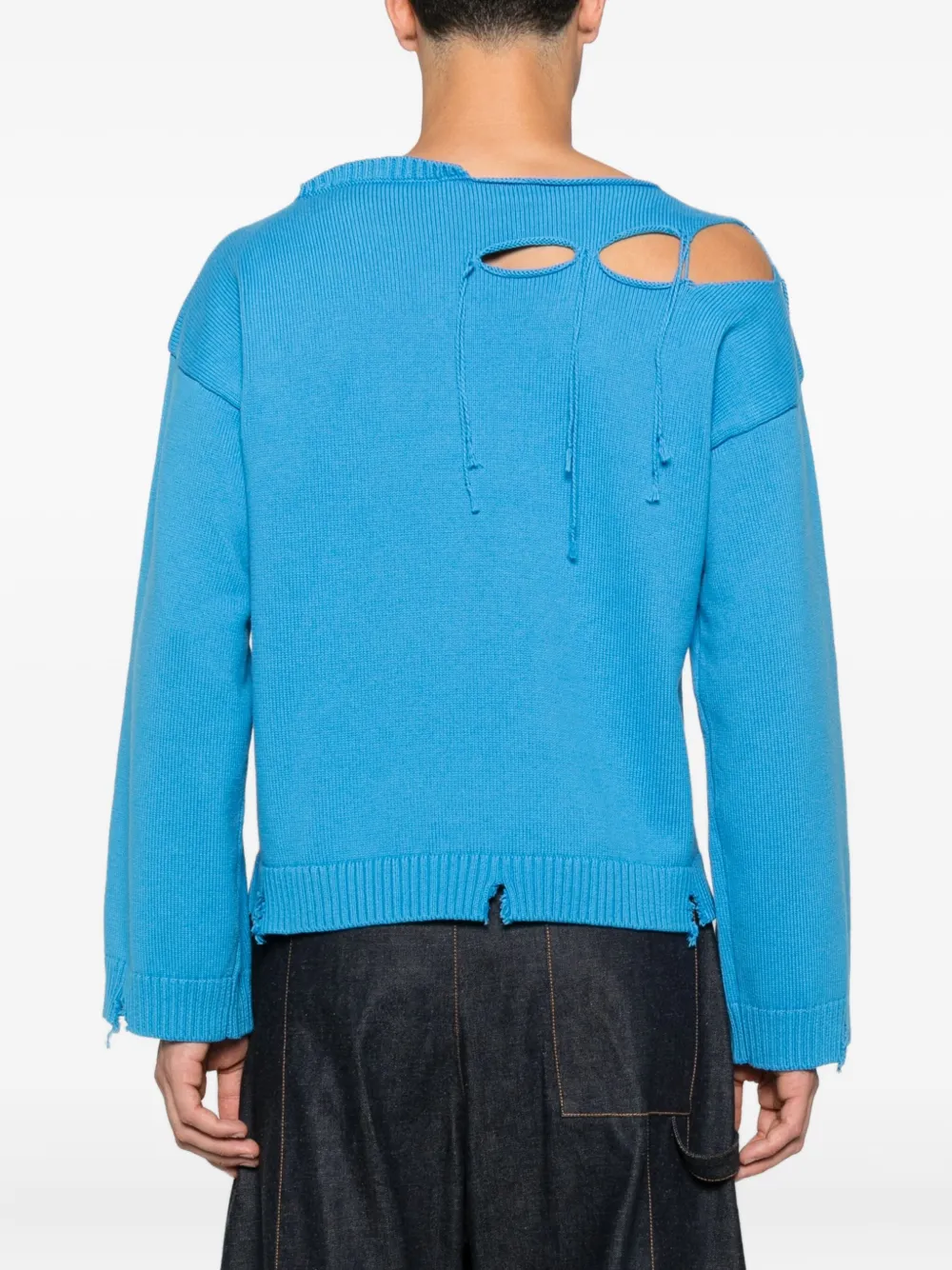 Charles Jeffrey Loverboy patch-detail distressed-effect sweater Blauw