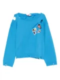 Charles Jeffrey Loverboy patch-detail distressed-effect sweater - Blue
