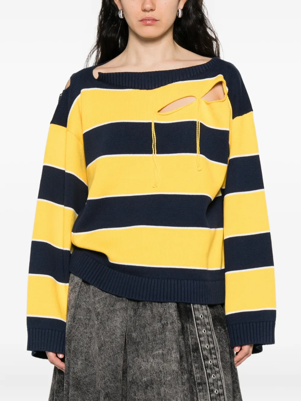 Charles Jeffrey Loverboy Slash Stripe Sweater In Yellow