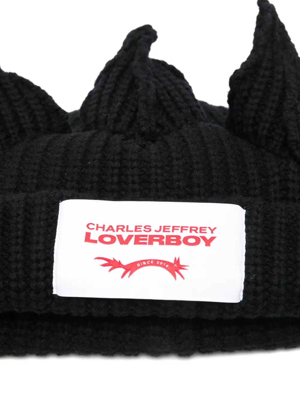 Charles Jeffrey Loverboy crown-detail beanie hat Zwart