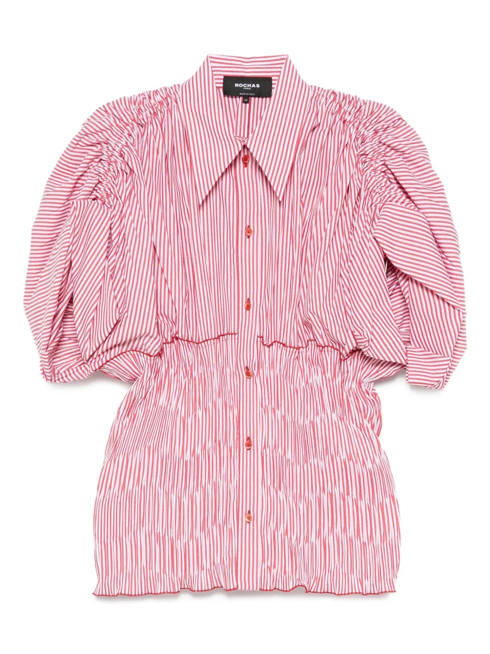 puffed-sleeve striped shirt