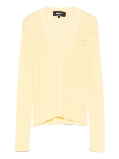 Rochas embroidered-logo V-neck cardigan