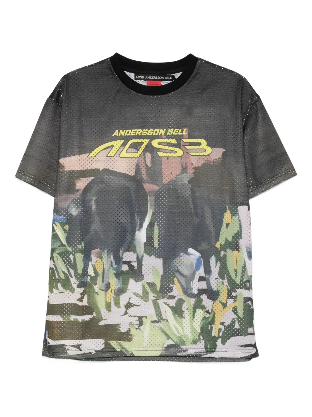 Andersson Bell Mesh T-shirt met koeienprint Groen