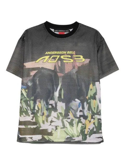 Andersson Bell cow-print mesh T-shirt
