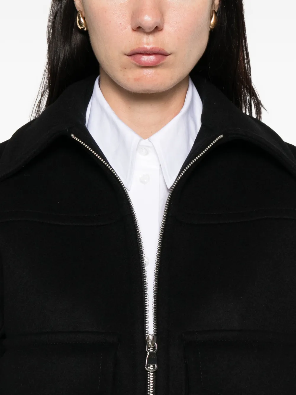 Bite Studios Cila Flap-pocket Zip-front Jacket In Black