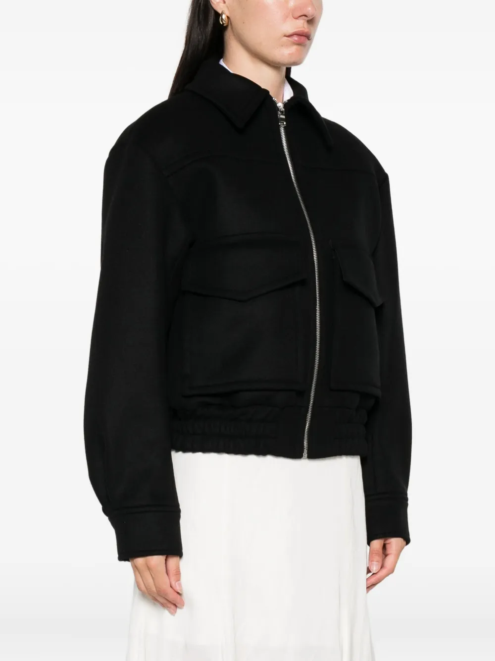 Bite Studios Cila Flap-pocket Zip-front Jacket In Black