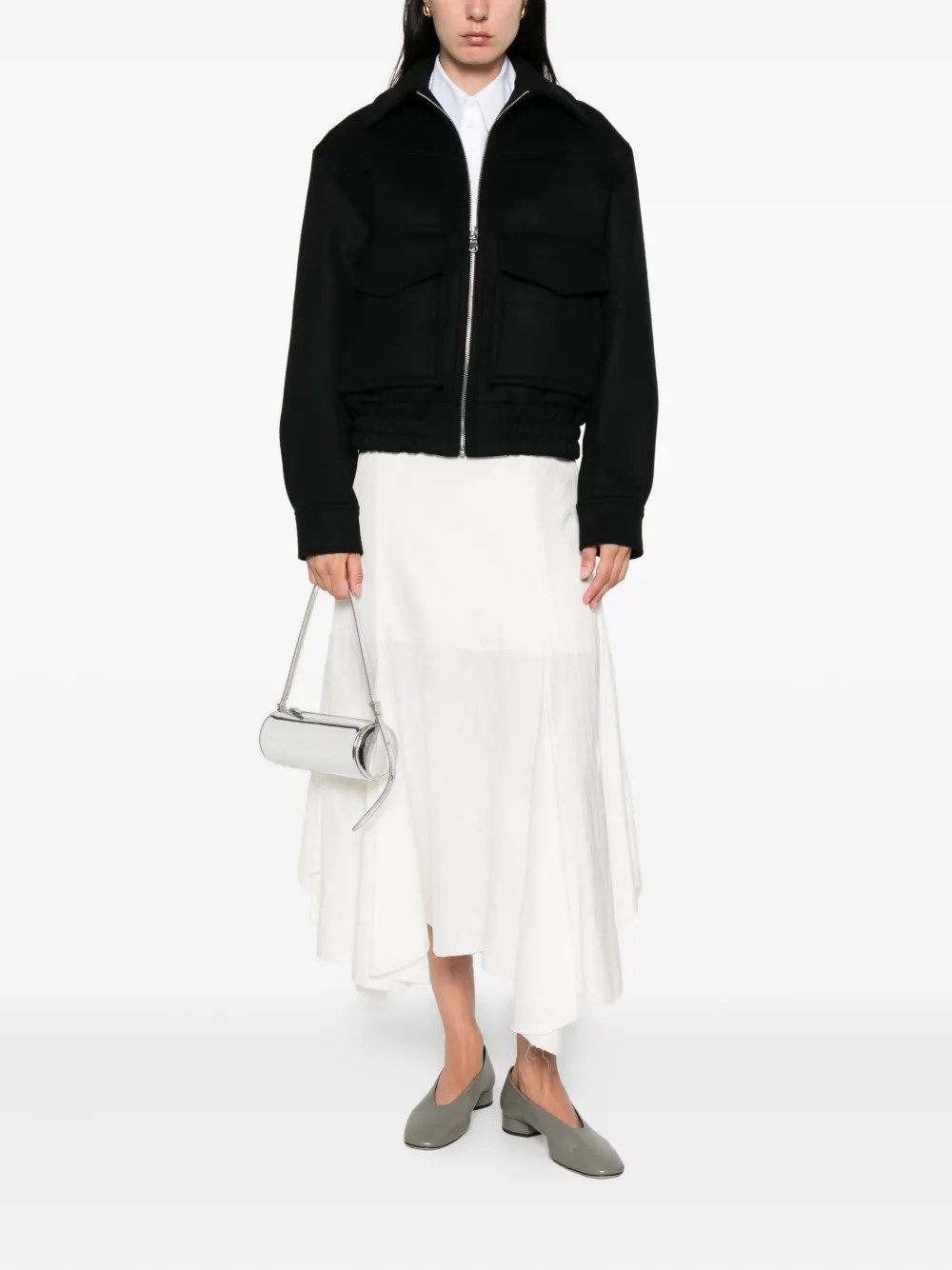 Bite Studios Cila Flap-pocket Zip-front Jacket In Black