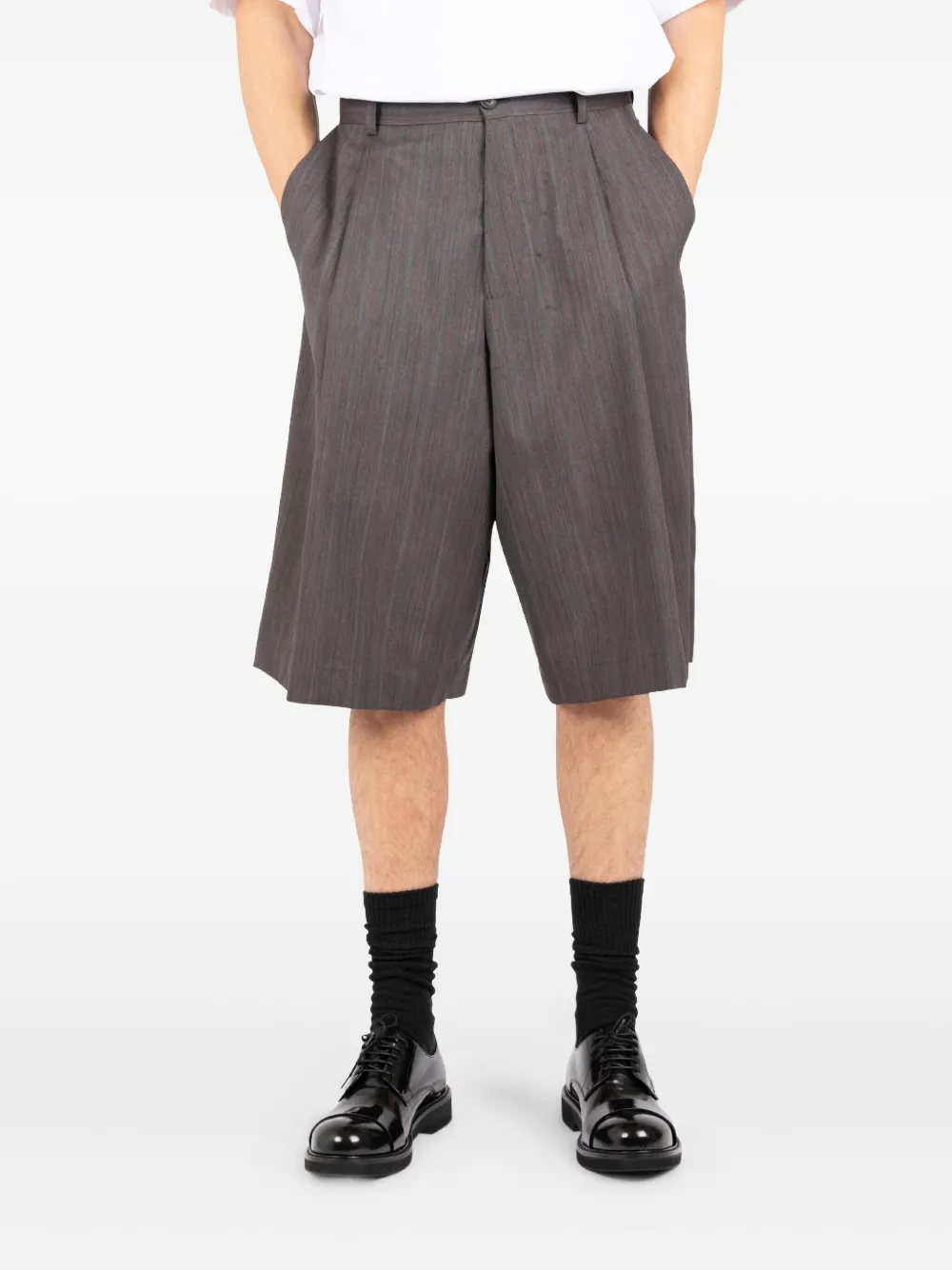 Société Anonyme pleated striped tailored shorts Grijs