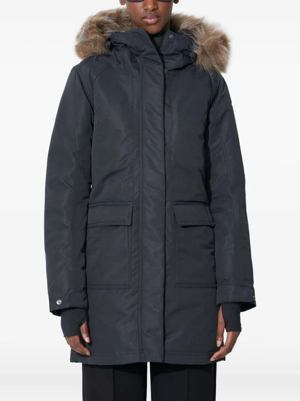 Columbia faux-fur hooded parka Zwart