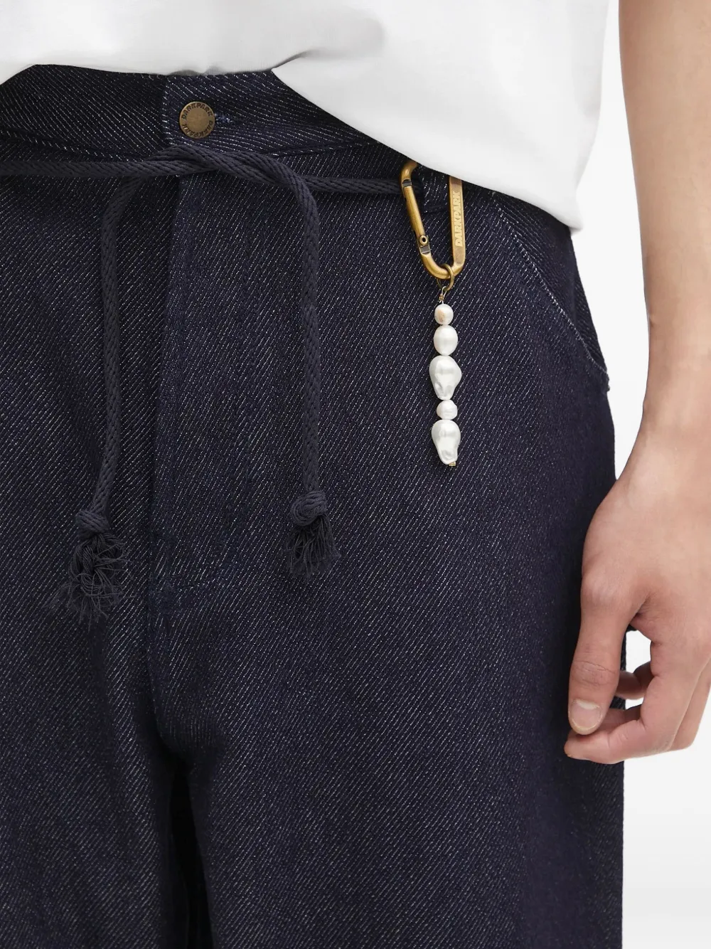 DARKPARK Jeans verfraaid met parels en trekkoord Blauw