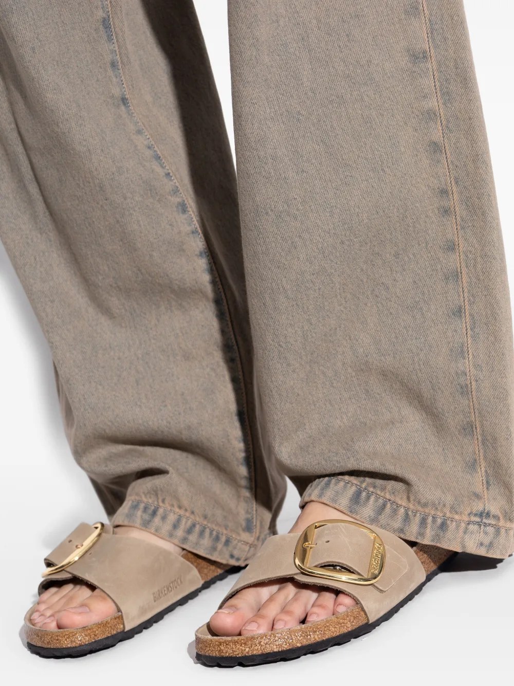 Birkenstock buckle-detail suede sandals Brown