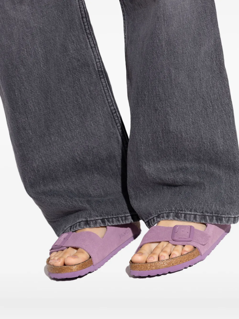 Birkenstock suede double-buckle flat sandals Pink
