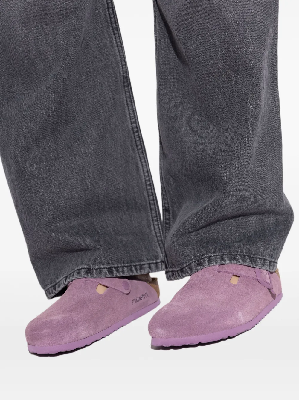 Birkenstock Boston suede buckle mules Purple