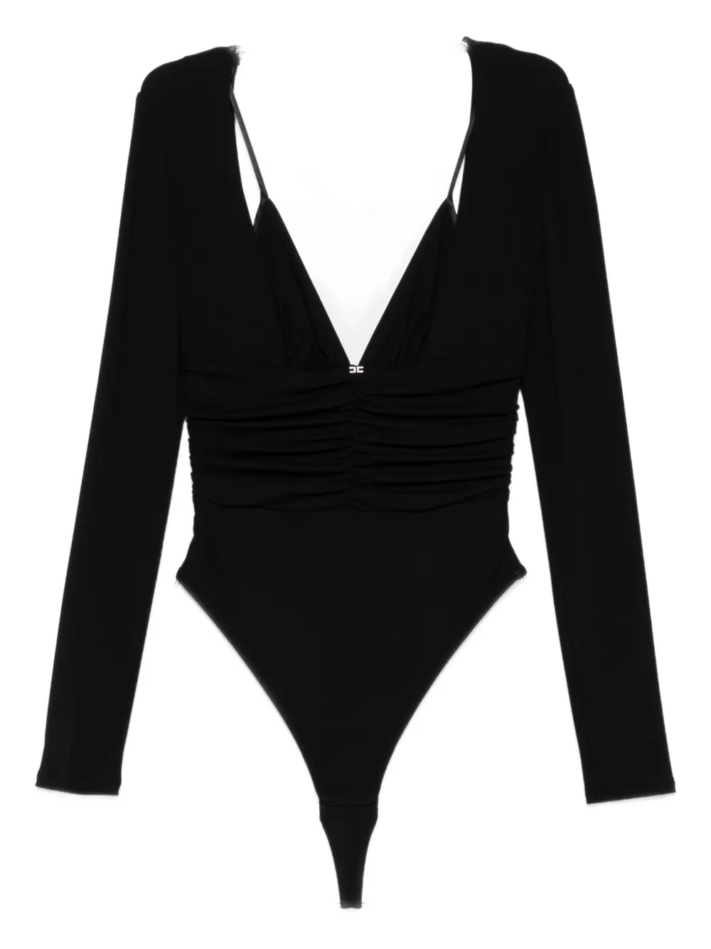 Elisabetta Franchi long-sleeve ruched bodysuit - Nero