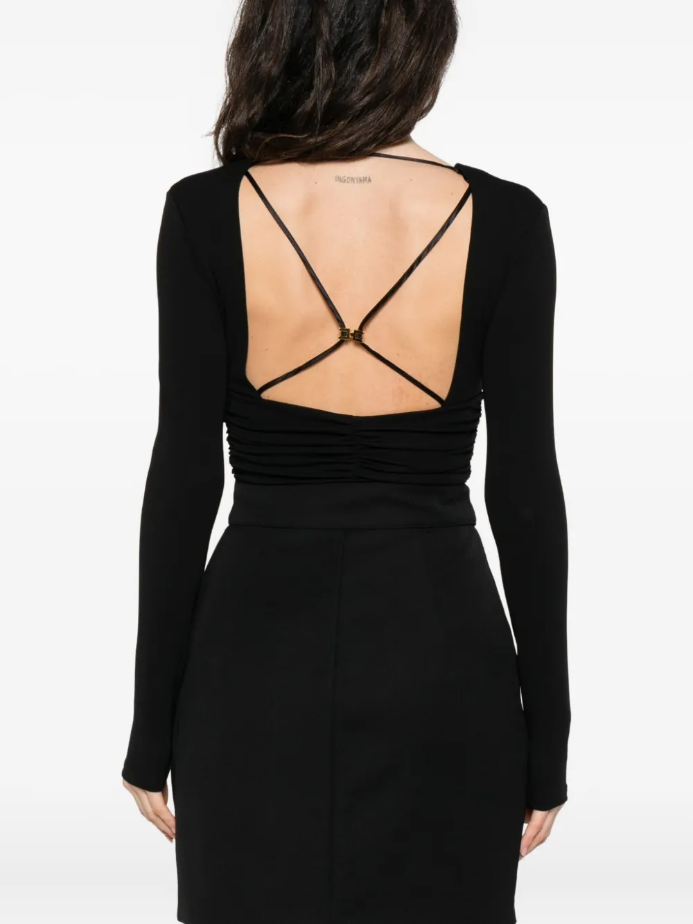 Elisabetta Franchi long-sleeve ruched bodysuit Zwart