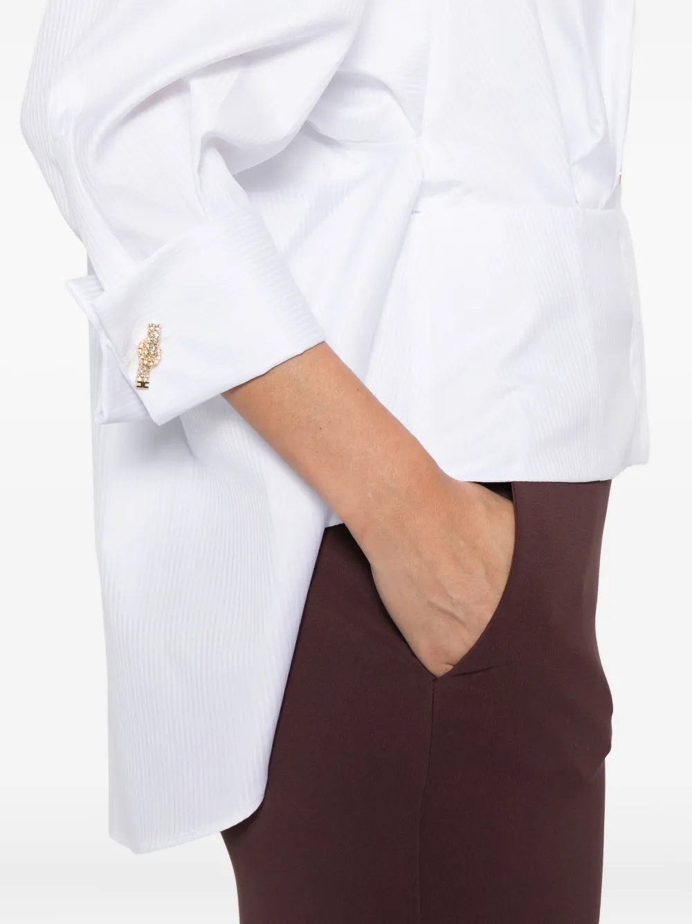 Elisabetta Franchi embellished-cuff shirt Wit