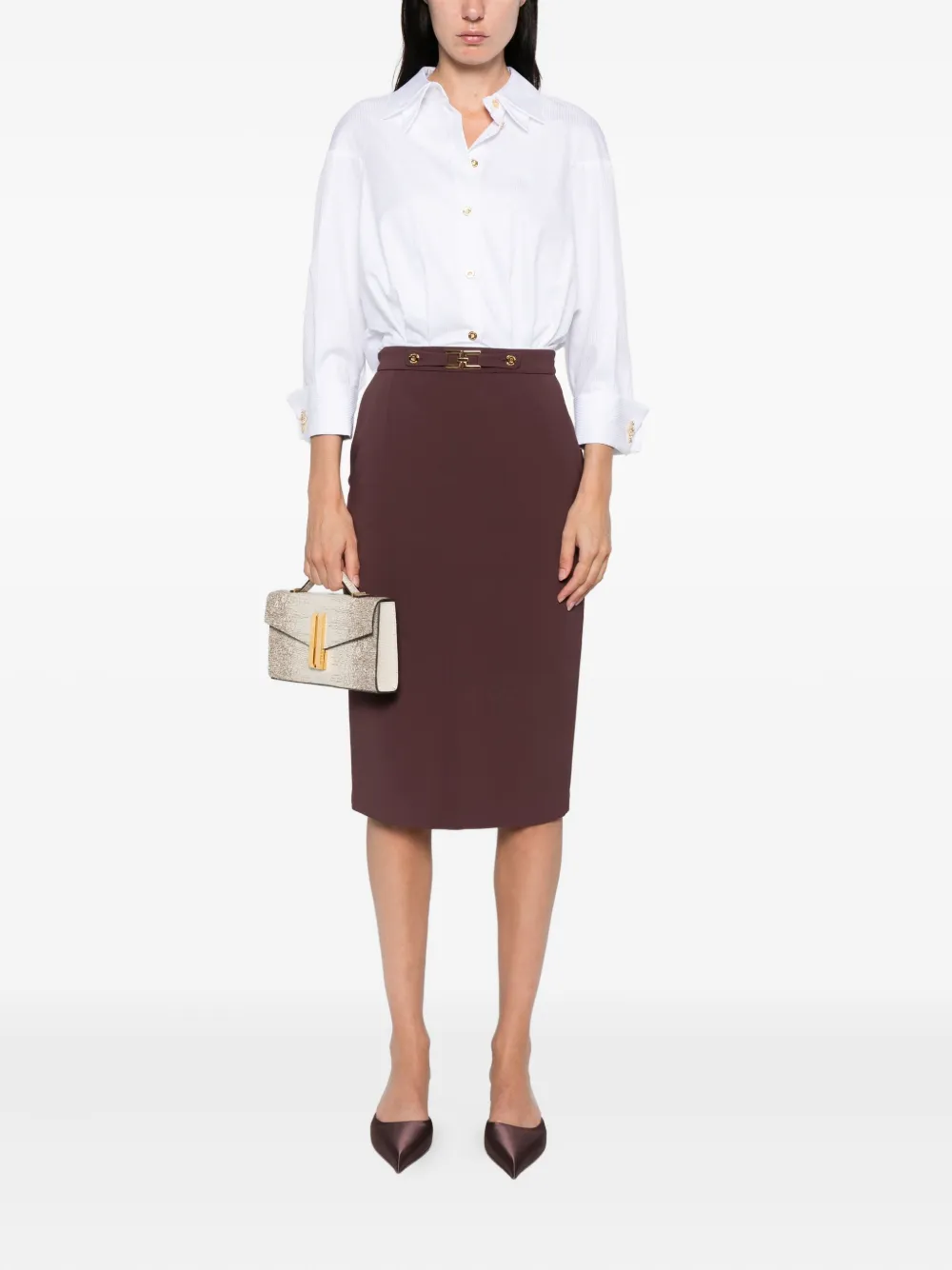 Elisabetta Franchi embellished-cuff shirt Wit