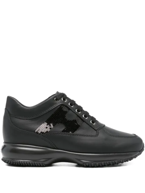Hogan Interactive sequin-panel leather trainers