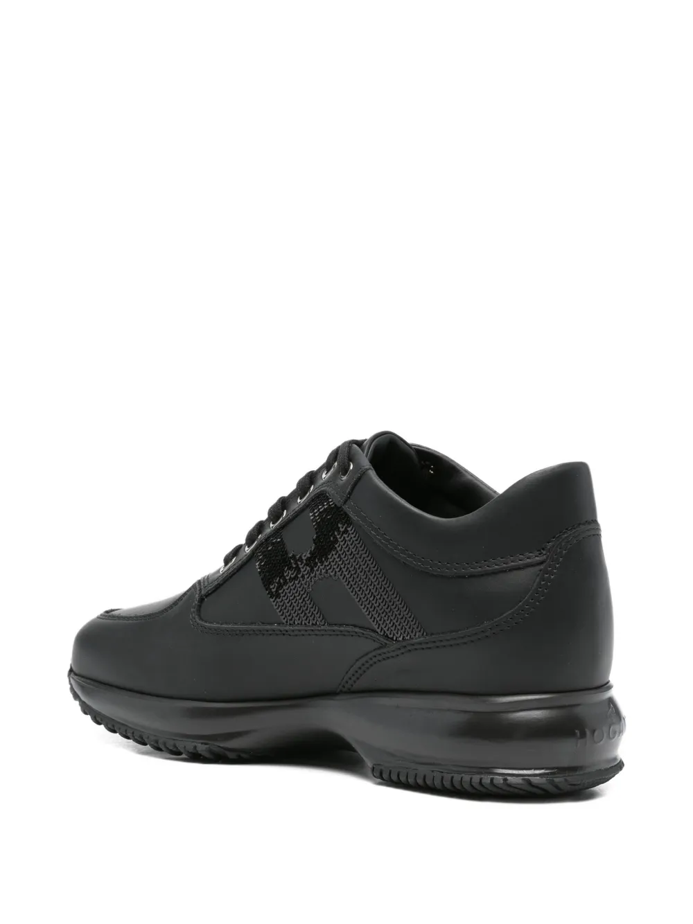 Hogan Interactive sequin-panel leather trainers Black