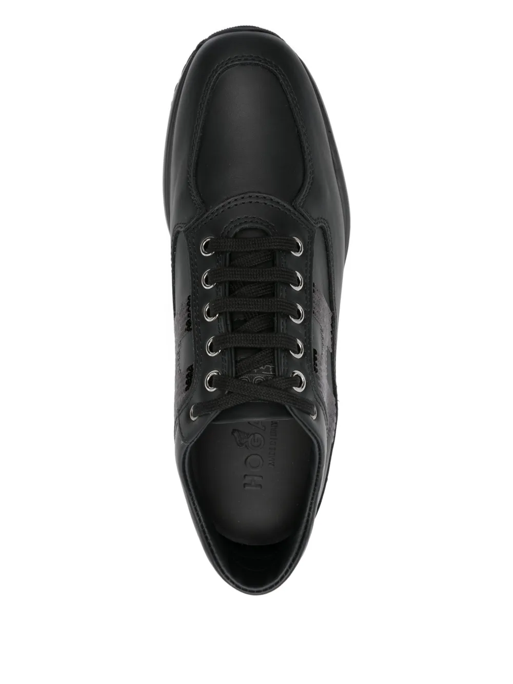 Hogan Interactive sequin-panel leather trainers Black