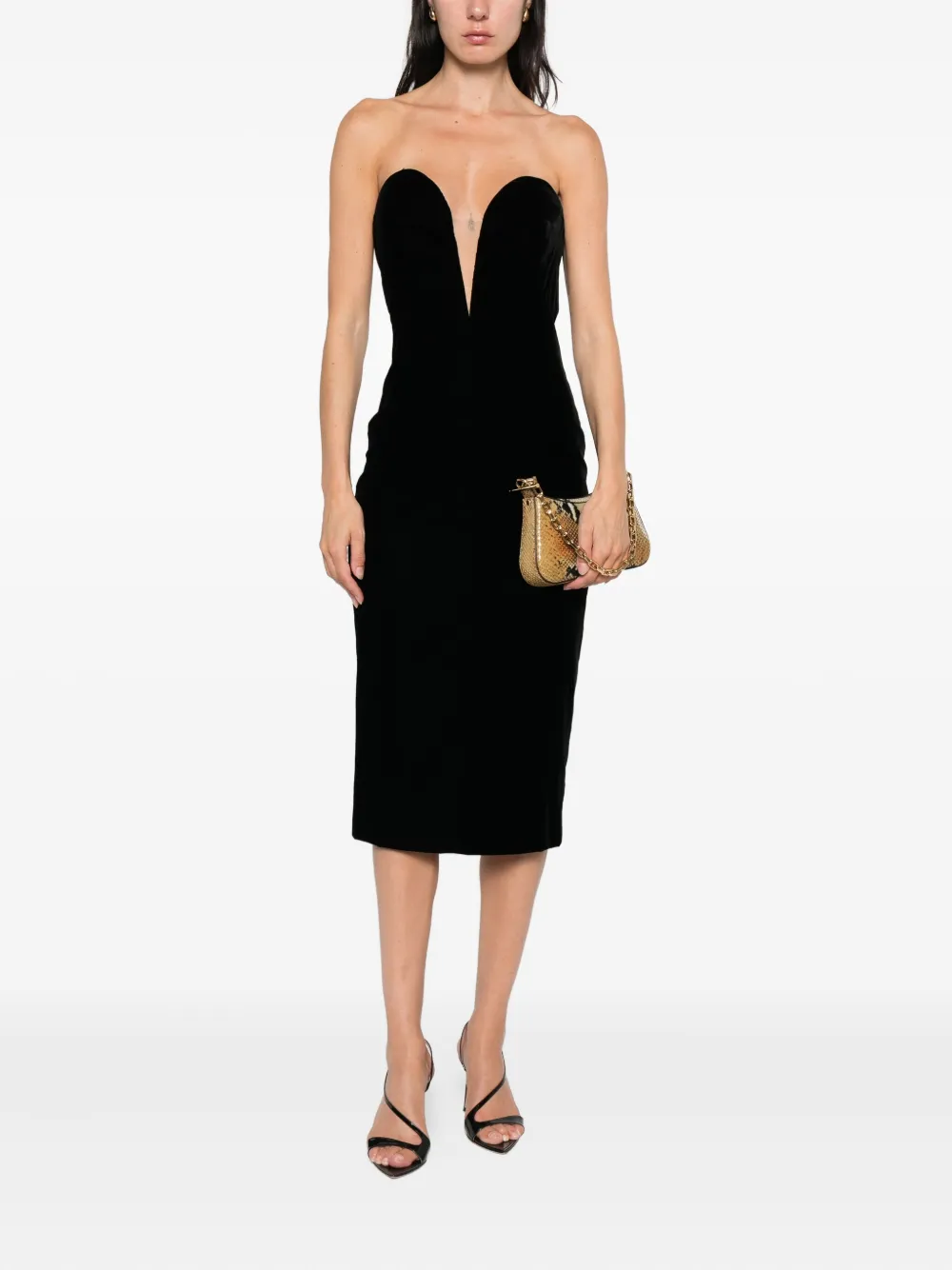 TOM FORD strapless midi dress Zwart