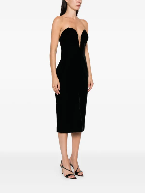knee length dresses for ladies Stolen Stores Strapless Midi Black Dress