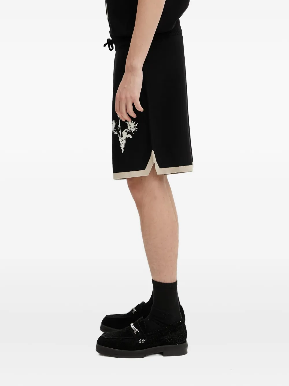Filling Pieces Gardener gebreide shorts met geborduurde bloemen Zwart