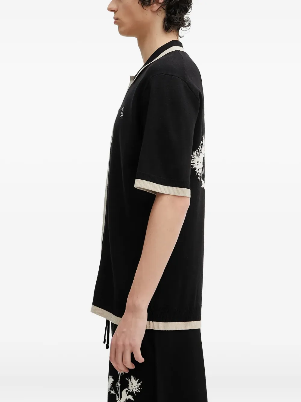 Filling Pieces floral-print knitted shirt Zwart
