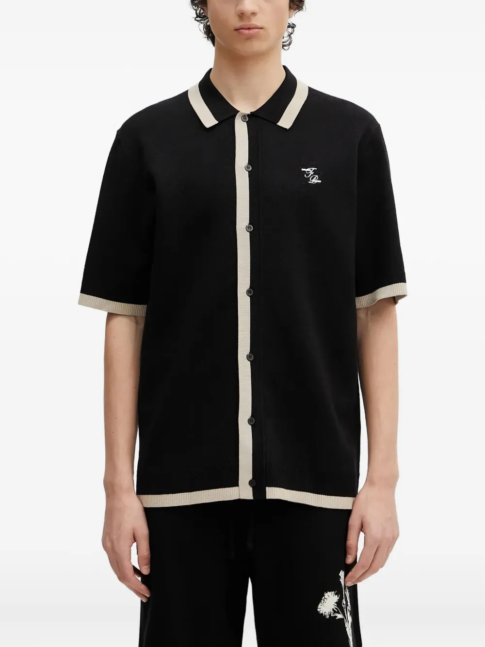 Filling Pieces floral-print knitted shirt Zwart