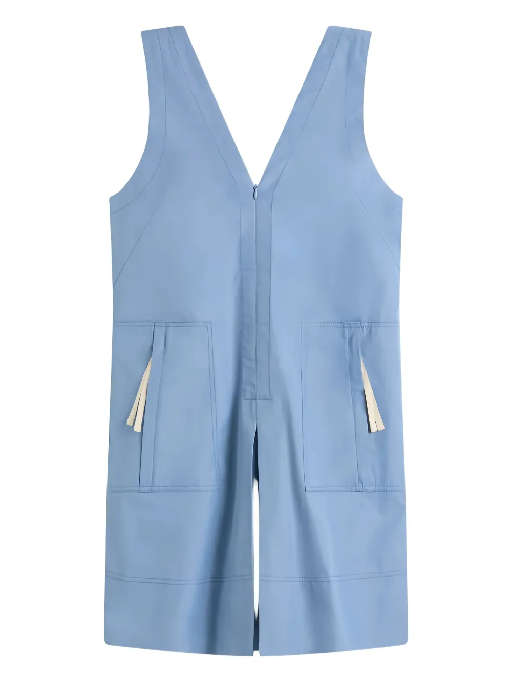 Lee Mathews Pocketed V-neck Midi Day Dress In Blue