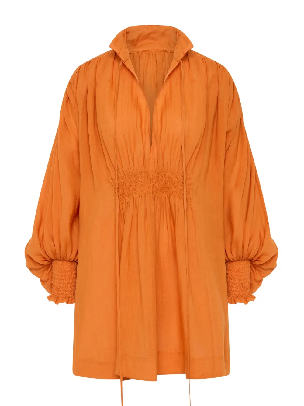 Lee Mathews Smocked Mini Day Dress In Orange