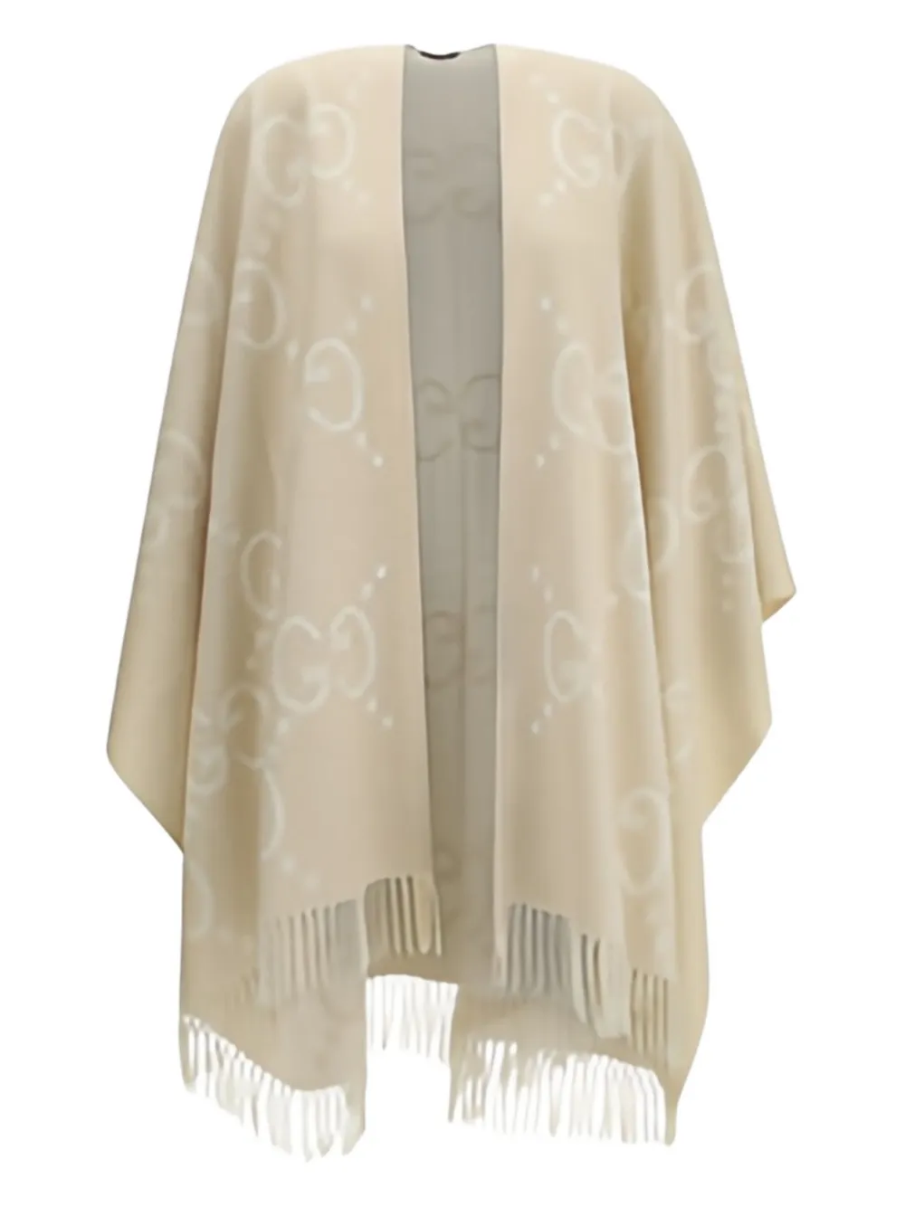 GG-pattern fringe cape