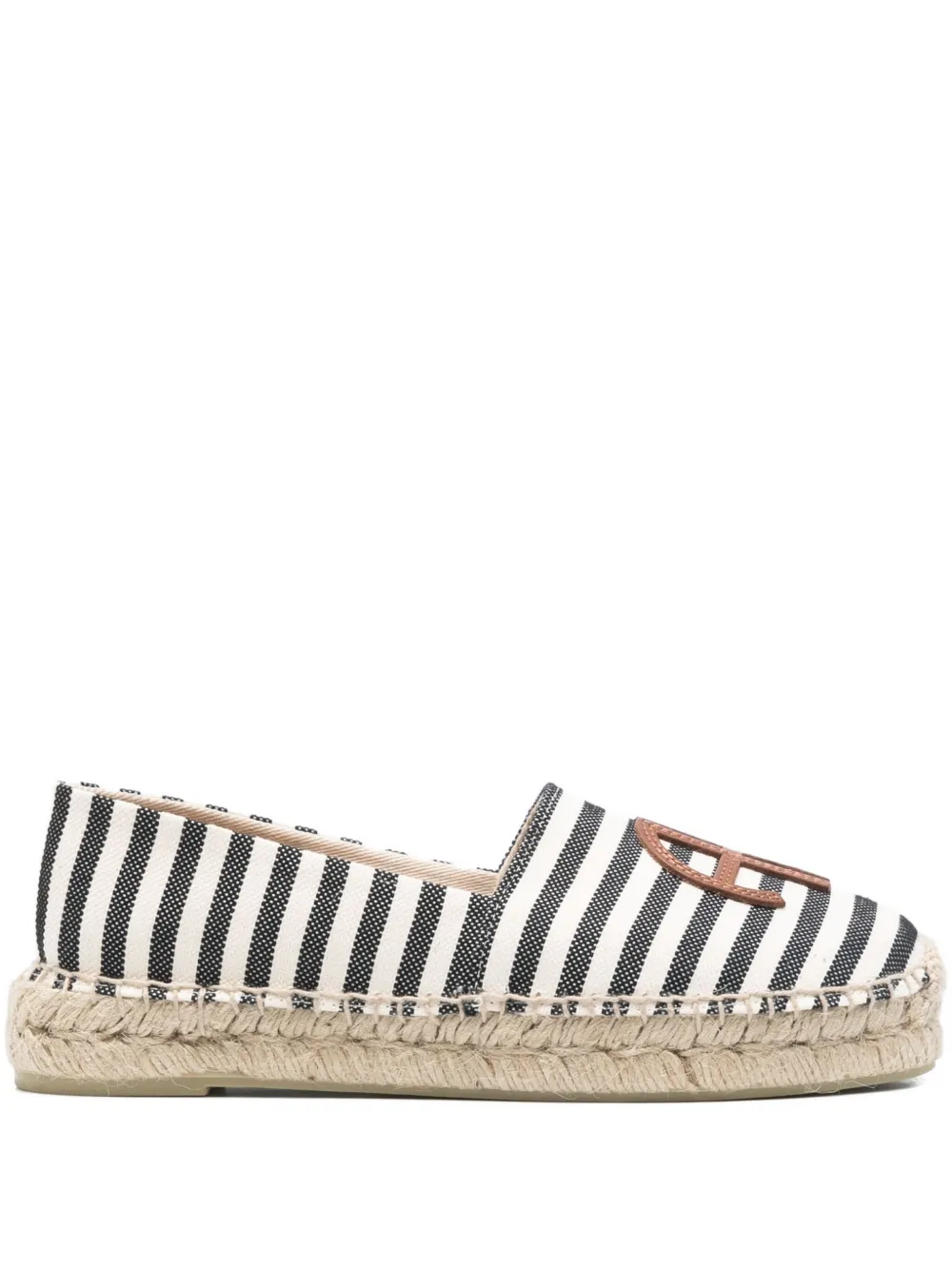 ANINE BING Paloma striped logo espadrilles Black