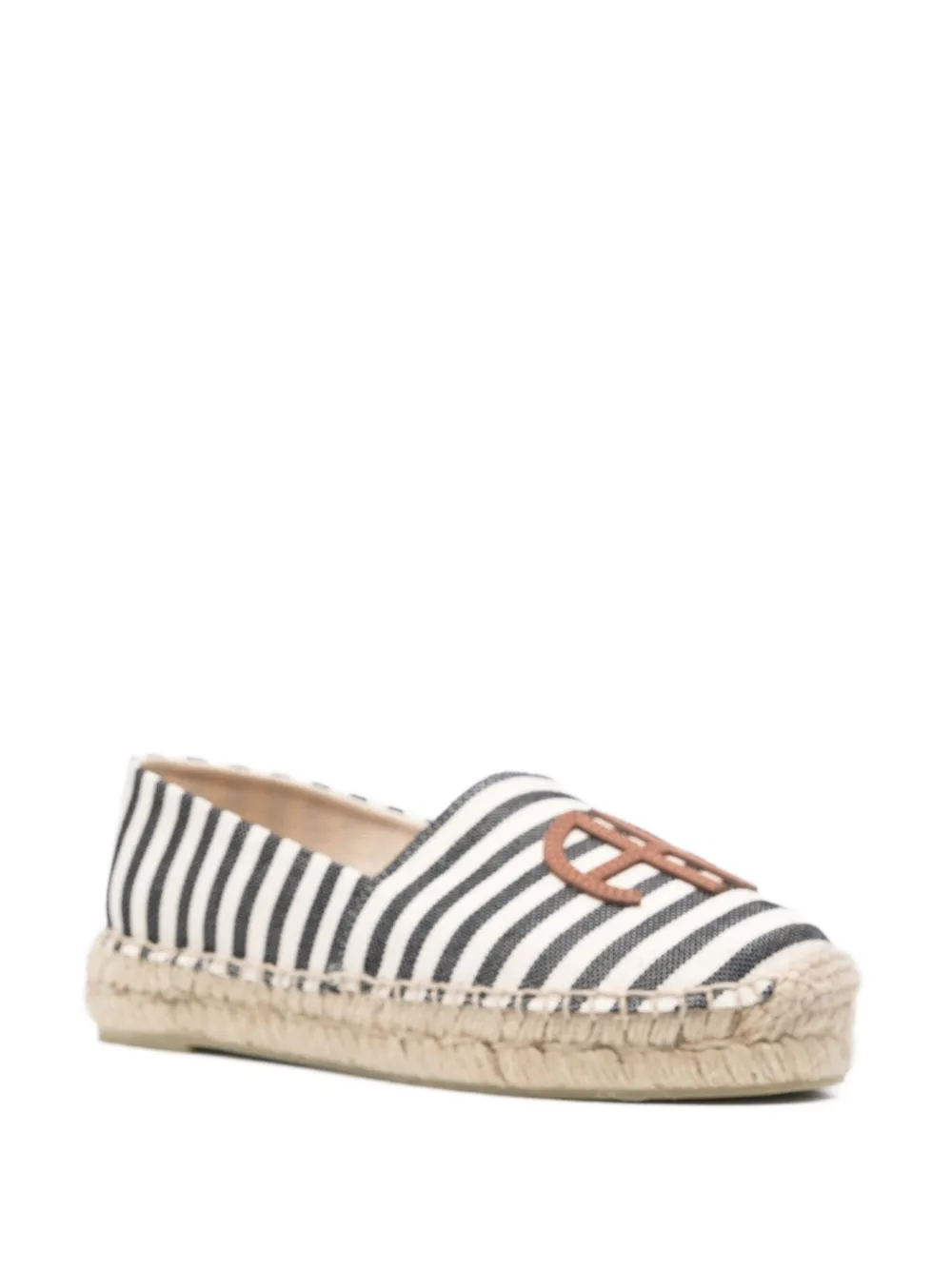 Anine Bing Paloma Striped Logo Espadrilles In Black