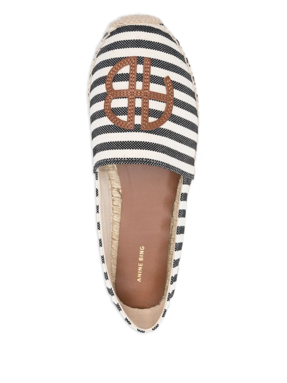 Anine Bing Paloma Striped Logo Espadrilles In Black