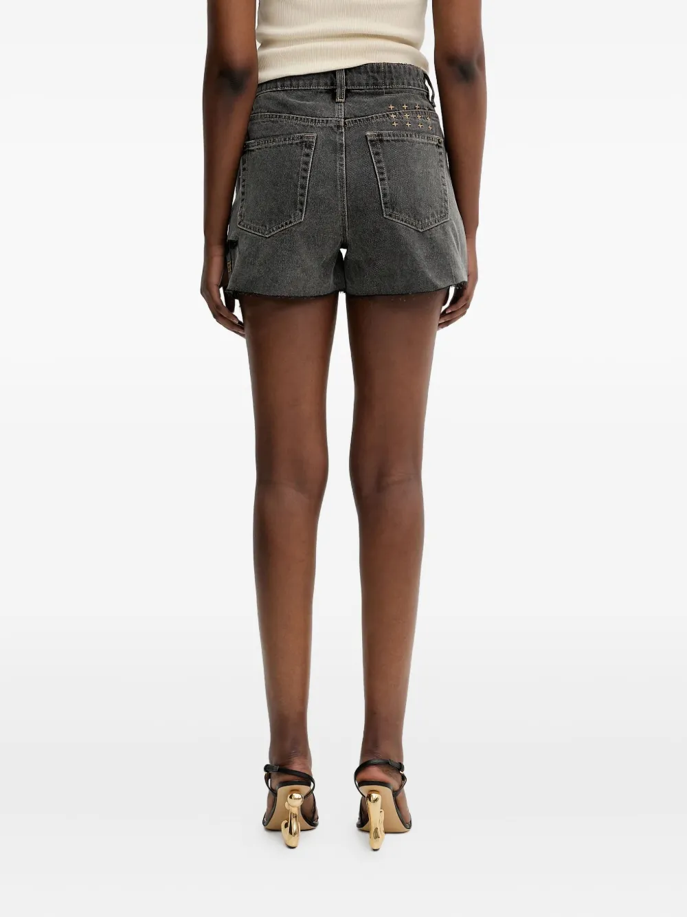 Ksubi frayed-hem denim shorts Grijs